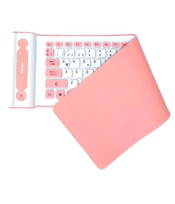 teclado flexibl bluetooth rosado