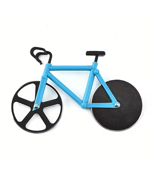 Cortador de pizza tipo bicicleta celeste